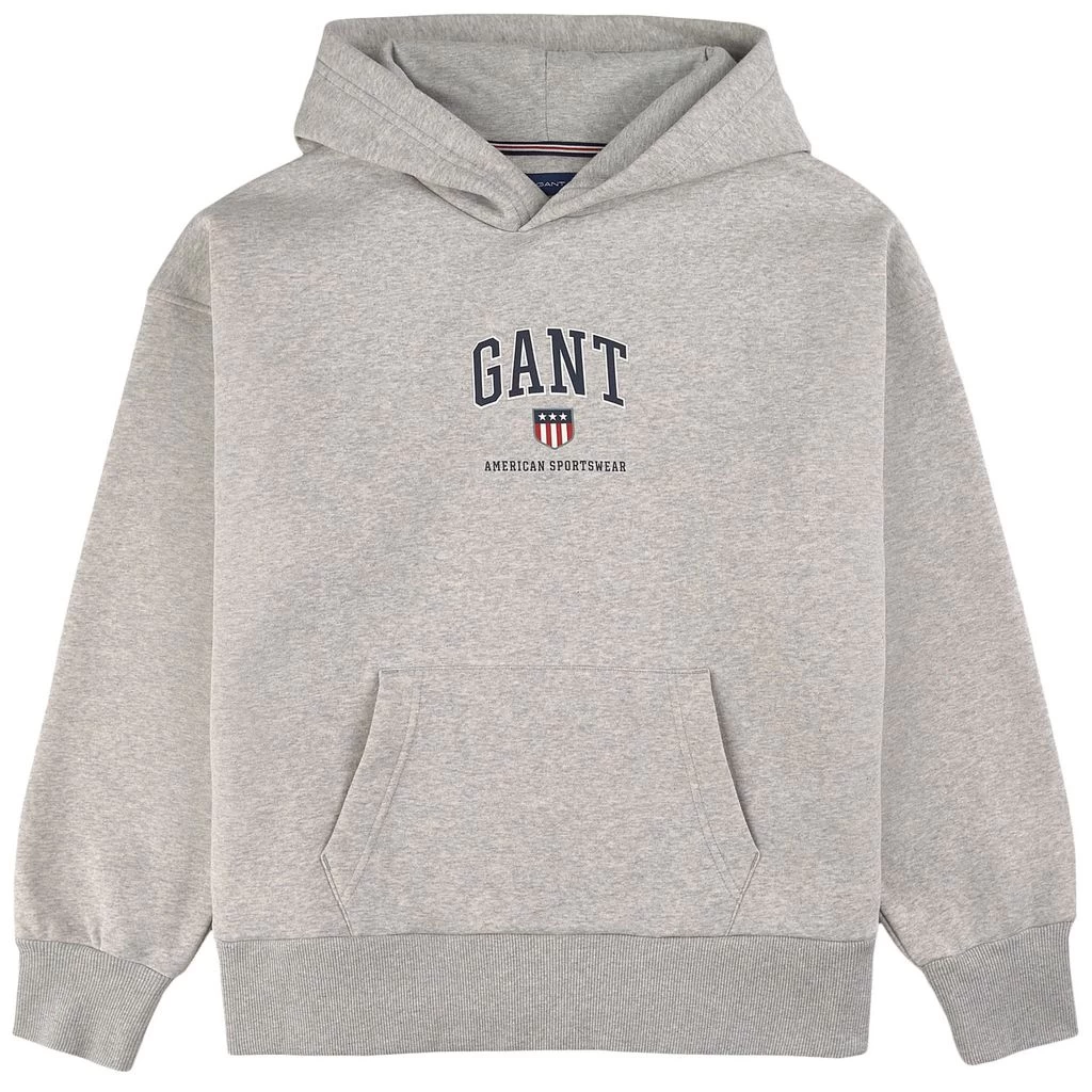 Gant Branded Graphic Hoodie Light Grey Melange 1 Gant Branded Graphic Hoodie Light Grey Melange