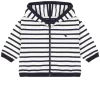 PETIT BATEAU Striped Zip-up Hoodie Marshmallow/Smoking