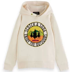 Scotch & Soda Branded Graphic Hoodie Cream