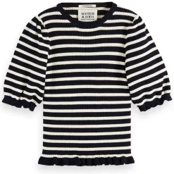 Scotch & Soda Rib-knit Striped T-Shirt Combo V