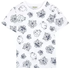 Kenzo White All Over Tiger Print Tee