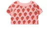 Bobo Choses Strawberry Short-Sleeved Cropped Sweatshirt Pink