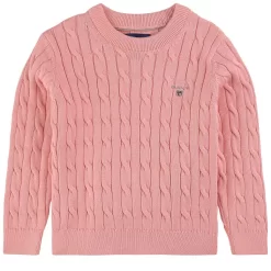 Gant Branded Cable Knit Sweater Preppy Pink
